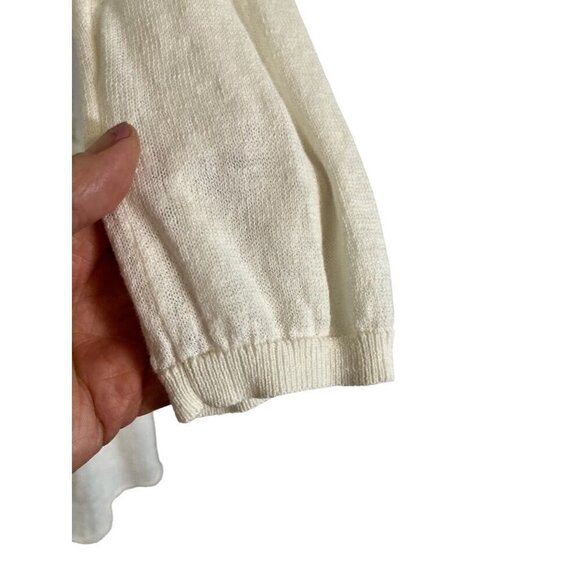 Anthropologie Sweater Women L Cream Boho Crochet Floral Hippie 80s Bridal Knit - Picture 6 of 12